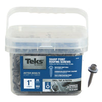 ITW Brands 21401 360 Pack, 9-15 x 1, Teks Hex Washer Head Sharp Point Roofing Screws