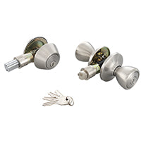 Prosource Deadbolt and Entry Lockset, 3 Grade, Tulip Handle, Keyed Alike Key, Stainless Steel