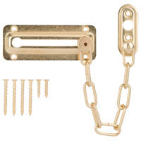 ProSource Chain Door Guard, 3-3/8 in L, 2 in W, Steel, Polished Brass