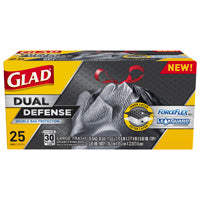 GLAD 70359 Trash Bag, 30 gal Capacity, Black