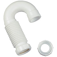 Danco 51066 Flexible Slip-Joint J-Bend Trap, 1-1/2 In, Plastic, [Finish]<, For Use With Kitchen And Bathroom Sinks, 1.5", White