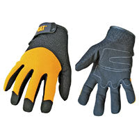 Cat® CAT012215L Spandex Back Gloves – Yellow/Black, Large, Padded Synthetic Leather Palm Gloves with Mesh Upper Back