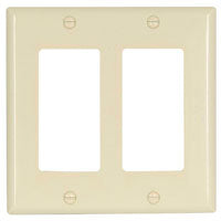 Eaton Wiring Devices 2152LA-BOX Wallplate, 4-1/2 in L, 4.56 in W, 2 -Gang, Thermoset, Light Almond, High-Gloss