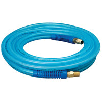 Amflo 12-25E Air Hose, 1/4 in ID, 25 ft L, MNPT, 300 psi Pressure, Polyurethane, Blue