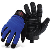 BOSS 5205X Mechanic's Gloves, Men's, XL, Reinforced Thumb, Wrist Strap Cuff, Blue