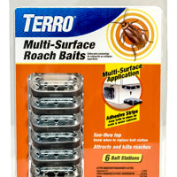 TERRO T500 Indoor Multi-Surface Roach Bait Stations - Indoor Cockroach Killer, 6 Bait Stations, Black