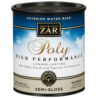 ZAR 34212 Exterior Polyurethane, Semi-Gloss, Amber, Liquid, 1 qt, Can