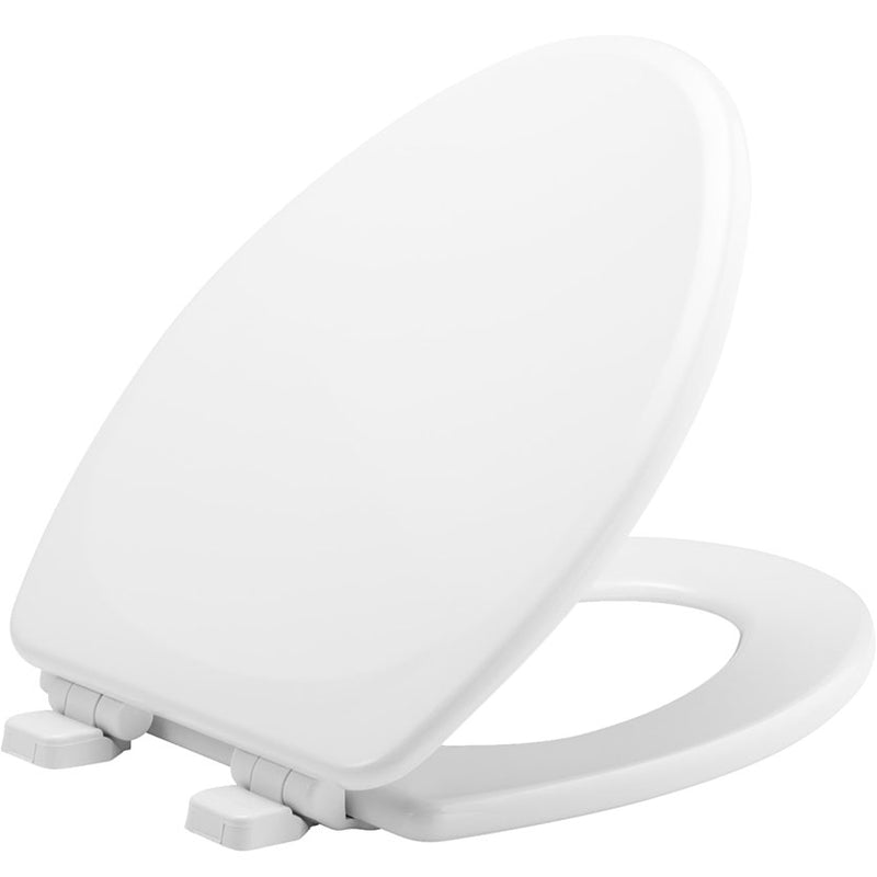 Mayfair Lannon Toilet Seat, Slow Close, Non Slip Heavy Duty Wood, Easy Install, Elongated, White