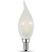 Feit Electric BPCFF60/927CA/FIL/2 LED Bulb, Decorative, Flame Tip Lamp, 60 W Equivalent, E12 Lamp Base, Dimmable