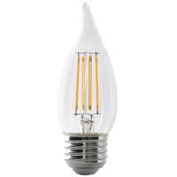 Feit Electric BPCTF60/950CA/FIL/2 LED Bulb, Decorative, B10 Lamp, 60 W Equivalent, E12 Lamp Base, Dimmable, Frosted