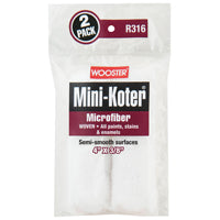 WOOSTER Mini-Koter R316-4 Mini Roller, 3/8 in Thick Nap, 4 in L, Microfiber Cover