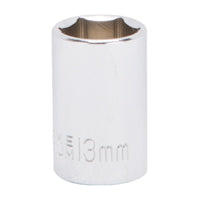 Vulcan MT6499214 Drive Socket, 13 mm Socket, 3/8 in Drive, 6-Point, Chrome Vanadium Steel, Chrome