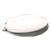 ProSource KJ-883A1-WH Toilet Seat, Round, Plastic, White, Plastic Hinge