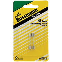 Bussmann BP/MDL-6 Time Delay Fuse, 6 A, 32 V, Glass Body