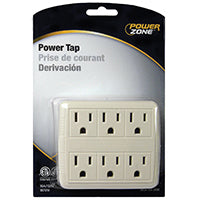 PowerZone OR801011 Outlet Tap, 125 V, 6 -Outlet, White