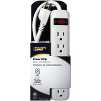 PowerZone OR801118 Power Outlet Strip, Straight Plug, 6 -Socket, 15 A, 125 V