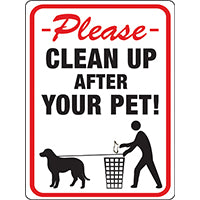 Plastic Sign - Please Clean Up After Your Pet 8.5 In x 12