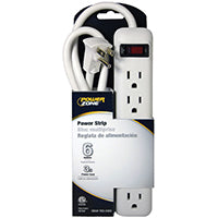 PowerZone OR801124 Power Outlet Strip, Straight Plug, 6 -Socket, 15 A, 125 V