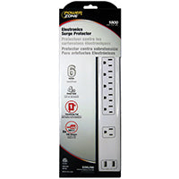 POWER ZONE OR505106 Powerzone Surge Protector Strip, 125 V, 15 A, 6 Outlet, White OR525106