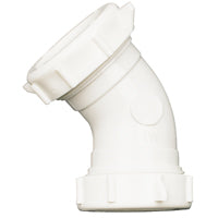 Plumb Pak PP20557 Drain Pipe Elbow with Reducing Washer, 45 Deg, 1-1/2 in, Plastic