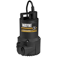 WAYNE RUP160 Portable Submersible Utility Pump, 1-Phase, 2.5 A, 120 V, 0.166 hp, 1-1/4 in Outlet, 3100 gph