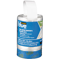 ScotchBlue Pre Plastic Painters Tape, 24 in x 30yd, Tape & Masking Film Combined in One Product, Static Cling to Stay in One Place, No Residue Masking Tape, Film Unfolds to 24" Wide (PT2093EL-24)