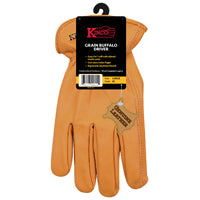 Kinco 81-L Driver Gloves, Men's, L, Keystone Thumb, Easy-On Cuff, Grain Buffalo Leather, Gold