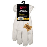 Kinco 92-M Driver Gloves, Men's, M, Keystone Thumb, Easy-On Cuff, Grain Goatskin Leather, Pearl