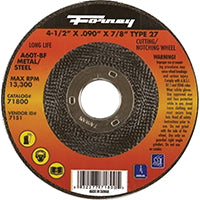 Forney 71800 Cut-Off Wheel with 7/8-Inch Arbor, Metal Type 27, A36R-BF, 4-1/2-Inch-by-0.090-Inch