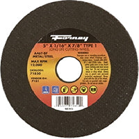 Forney 71850 Cut-Off Wheel with 7/8-Inch Arbor, Metal Type 1, A46T-BF, 5-Inch-by-1/16-Inch