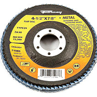 Forney 71986 Flap Disc, Type 29 Blue Zirconia with 7/8-Inch Arbor, 60-Grit, 4-1/2-Inch