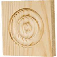 WADDELL MANUFACTURING RTB-35M 3.75" x 3.75" x 1" Rosette Trim Pine Block Molding