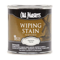 Old Masters 15216 Wiping Stain, Clear, Espresso, Liquid, 0.5 pt