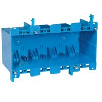 Carlon B468R Outlet Box, 4 -Gang, PVC, Blue, Clamp Mounting