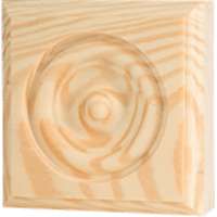 Waddell RTB35OAK Trim Block, 3-3/4 in H, 3-3/4 in W, Rosette Pattern, Oak Wood