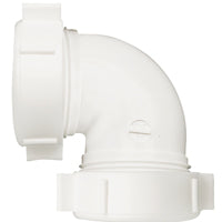 Plumb Pak PP55-5W Sink Drain Pipe Elbow with Reducing Washer, 90 Deg, 1-1/2 in, Plastic