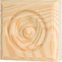 Waddell RTB35 Trim Block, 3-3/4 in H, 3-3/4 in W, Rosette Pattern, Pine Wood