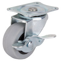 ProSource JC-N05-G Swivel Caster with Brake, 2 in Dia Wheel, 23 mm W Wheel, Thermoplastic Rubber Wheel, Gray, 105 lb