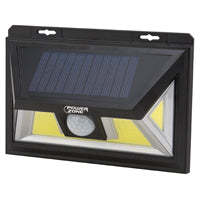 PowerZone 12452 Solar Powered Motion Sensor Wall Light, Lithium Battery, 1-Lamp, COB LED Lamp, ABS/PS Fixture, Black