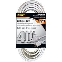 PowerZone Extension Cord, 16 AWG Cable, 40 ft L, 13 A, 125 V, White