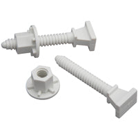 Plumb Pak PP835-19 Toilet Bolt Set with Open Cap Nut, 2-3/8 in, Plastic, One Size, No Color